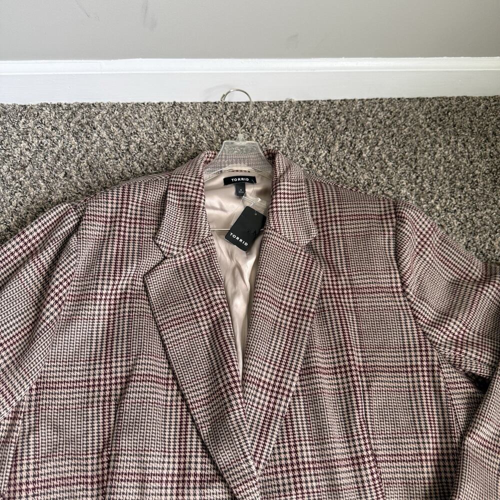 TORRID Woman's Jacquard Stretch Blazer Houndstooth Plaid Size 4X Career New - Picture 4 of 6